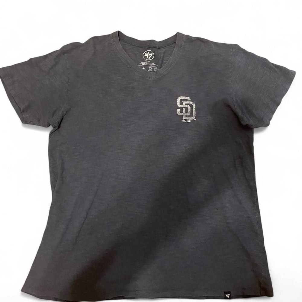 San Diego Padres '47‎ Brand V-Neck T-Shirt Grey Vintage Style XL